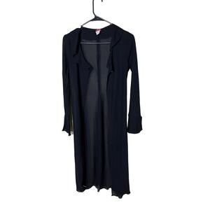 Ruby‎ Rox Cardigan Womens Size Small Black Sheer Open Front Wavy Hem Vintage Y2K